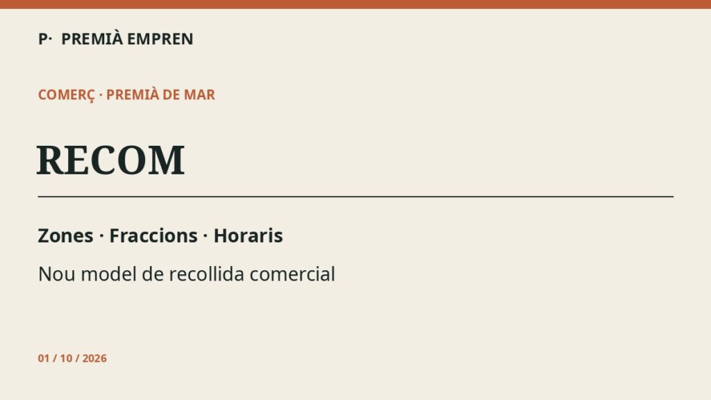 La nova recollida comercial de Premià de Mar diferencia zones, residus i horaris