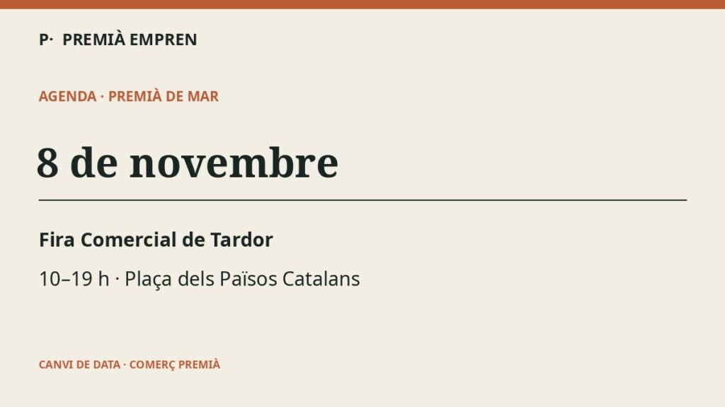 La Fira Comercial de Tardor es trasllada al 8 de novembre per la previsió de pluja