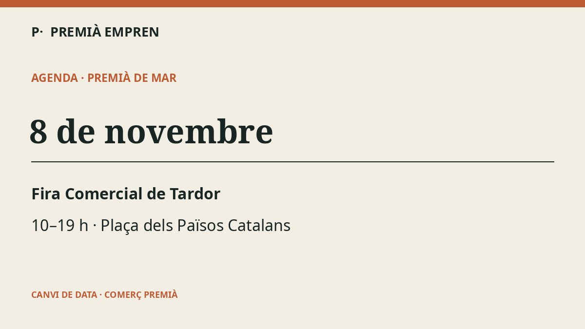 Gràfic editorial: La Fira Comercial de Tardor es trasllada al 8 de novembre per la previsió de pluja