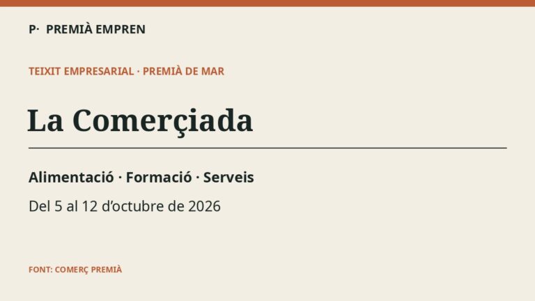 Gràfic editorial: Els negocis de Premià de Mar que participen a La Comerçiada: alimentació, formació i serveis