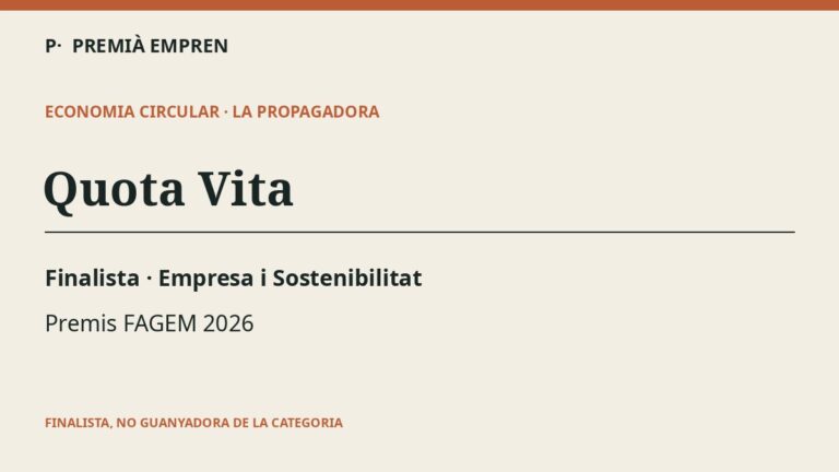 Gràfic editorial: Quota Vita tanca la participació com a finalista dels Premis FAGEM de sostenibilitat