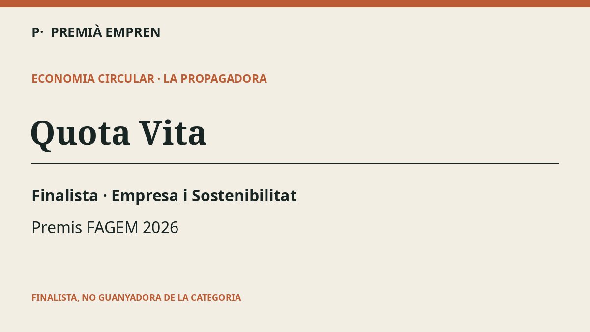 Gràfic editorial: Quota Vita tanca la participació com a finalista dels Premis FAGEM de sostenibilitat